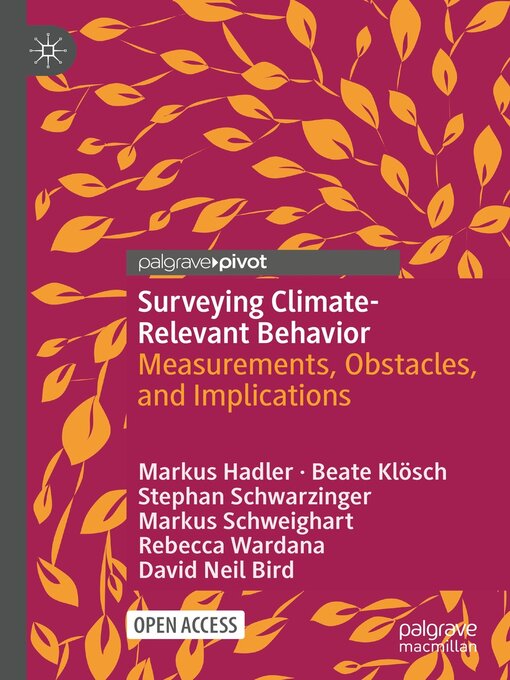 Title details for Surveying Climate-Relevant Behavior by Markus Hadler - Available